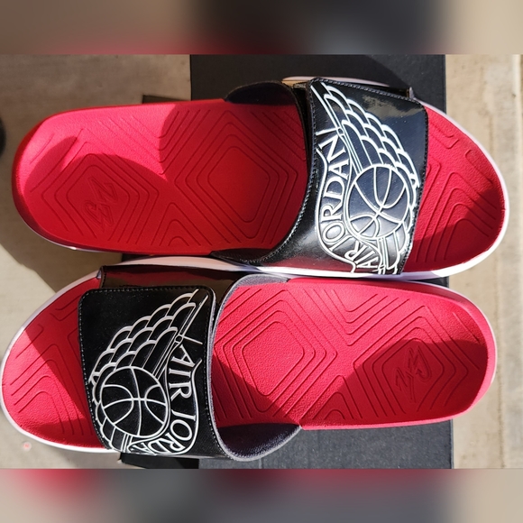 Air Jordan Hydro 7 "White", Size 12, Color Blk/Wht-Gym Red - Picture 6 of 9